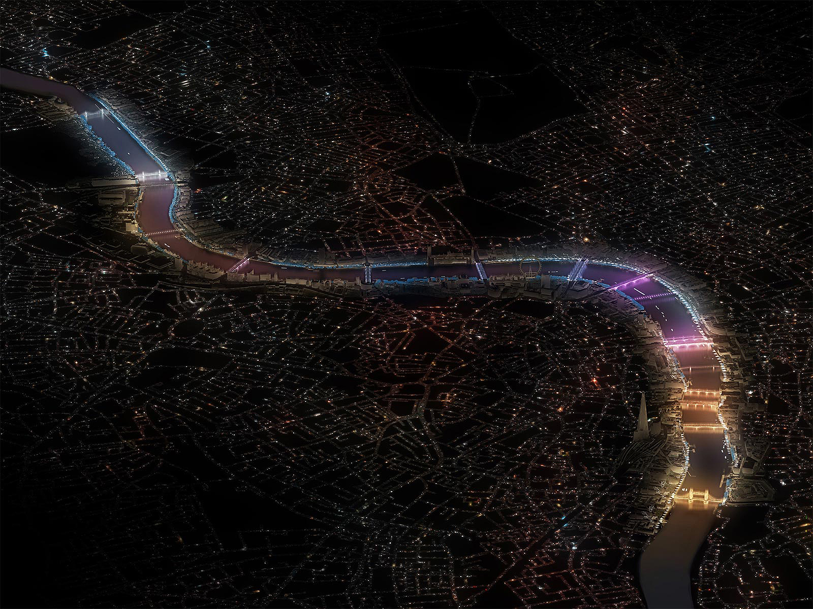 This will be a permanent light installation from Albert Bridge in Chelsea to Tower Bridge This will be a permanent light installation from Albert Bridge in Chelsea to Tower Bridge