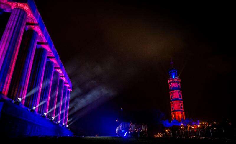 The National Monument of Scotland came to life as the static lighting progressed to a sequence of fast-moving effects