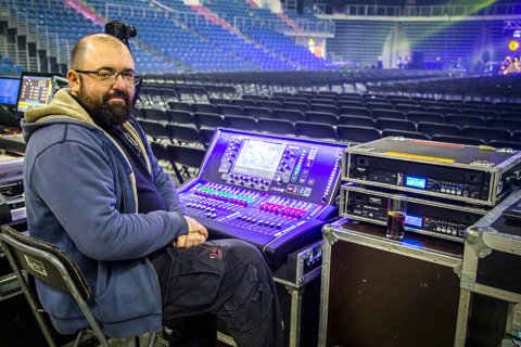 FOH engineer Damian Kubacki at the controls