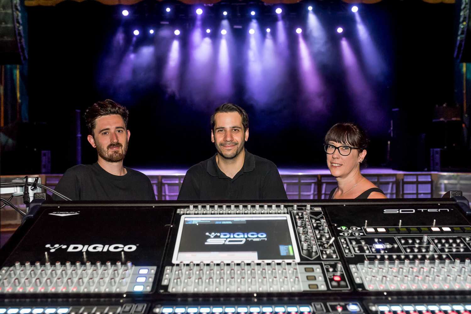 John Pinner (technical manager – O2 Forum Kentish Town), Eral Hassan (general manager – O2 Forum Kentish Town) and Helen McGee (divisional manager – Academy Music Group) (photo: Caitlin Mogridge)