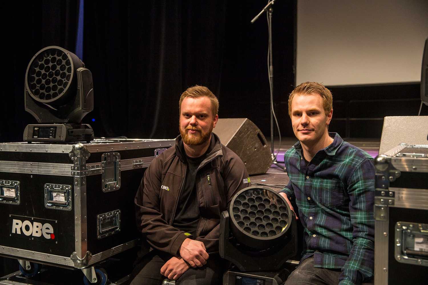 Light Partner’s Johan Kvartborg with house lighting designer Jesper Levin (photo: Louise Stickland)