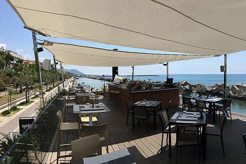 The refurbished Embarcadero waterfront bar/restaurant in Salerno