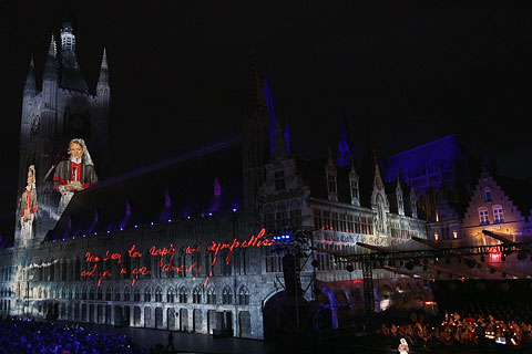 The historic Cloth Hall was illuminated with projection and light displays