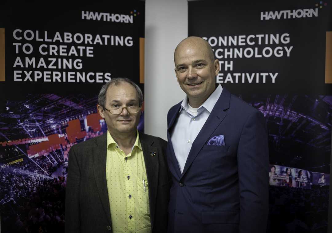 Martin Hawthorn, managing director of Hawthorn with Mike McIlwain, president and CEO for PSAV