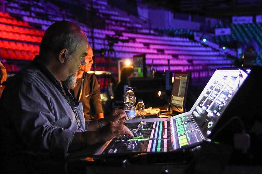 Sound engineer Marco Lecci at the Mandela Forum in Florence