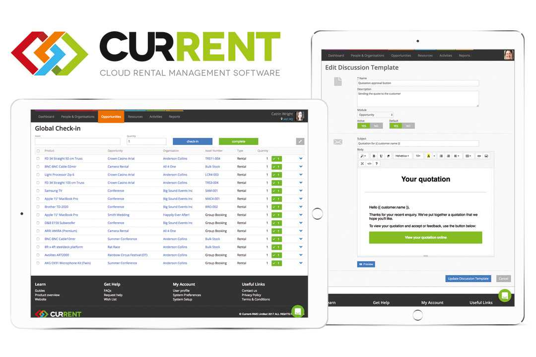 Global Check-in allows users to check-in multiple assets across different jobs from one screen while Discussion Templates allows users to assign message templates to certain areas of the system