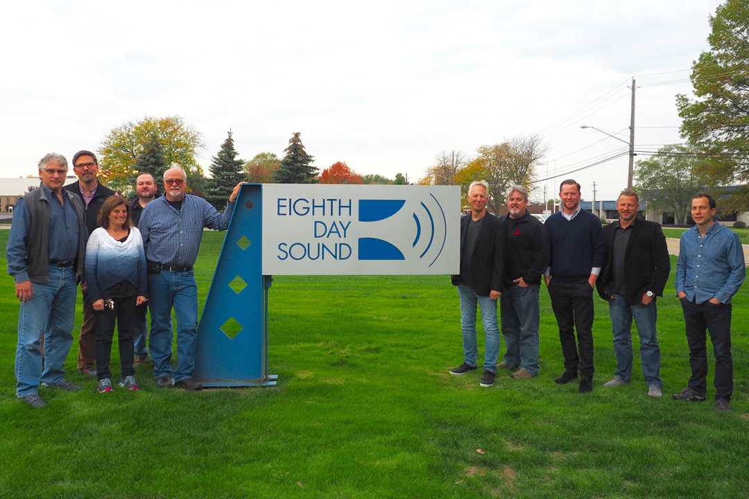 Tom Arko, president, Eighth Day Sound; Marc Weber, Adamson; Cathy Bellante, CW Alkire, Tom George, Jack Boessneck, and Owen Orzack, Eighth Day; James Oliver, Adamson; Jason Kirschnick, Eighth Day; Ben Cabot, Adamson