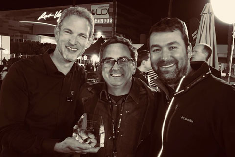 Michael Althaus, Cory FitzGerald and Chris Ferrante with the LDI 2017 Award for best use of light