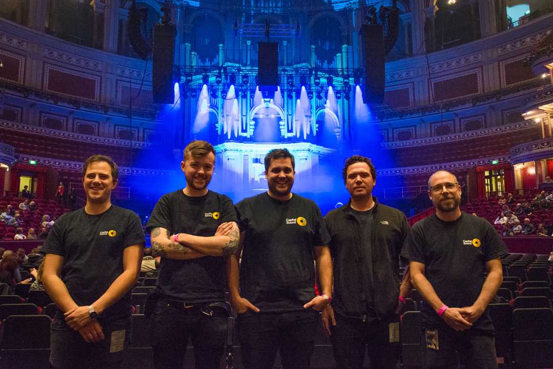 Mark ‘Donny’ Donovan (Capital crew chief/monitors/stage); Finlay Watt (system tech/ PA tech); Chris Whybrow (FOH tech/PA tech); Tom Gardner (PA tech/stage); Josh Bruty (PA tech/stage)