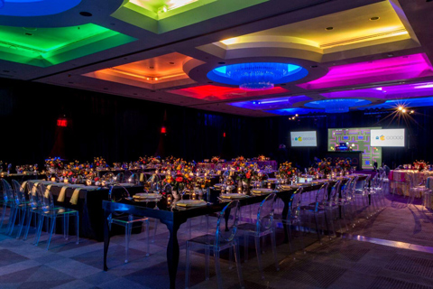 The saturated light from the Ovation fixtures created a balanced look against the room’s dark walls