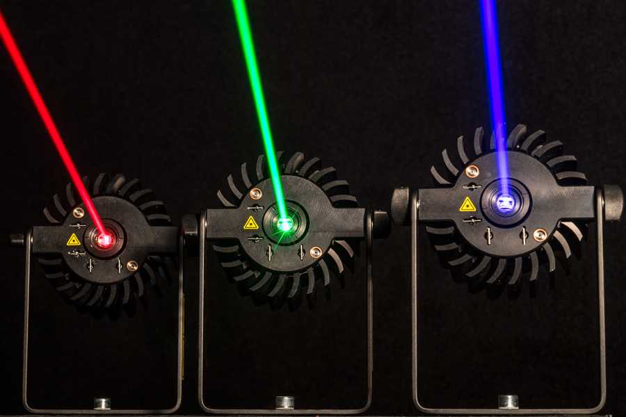 Each laser module generates a linear beam and all modules together form an impressive laser grid