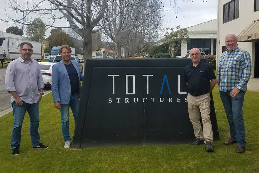 Scott Johnson (CEO Total Structures), Martin Kuyper (CEO & founder Eurotruss), Peter Johns (founder Total Structures) and Bill Berrier (CFO Total Structures) Scott Johnson (CEO Total Structures), Martin Kuyper (CEO & founder Eurotruss), Peter Johns (founder Total Structures) and Bill Berrier (CFO Total Structures)