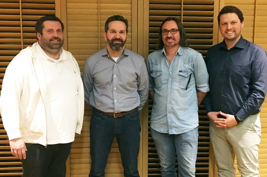 Goran Marincic (CEO Evago), Jon Giardina, (president & CEO, Checkers Safety Group), Dan Gormley (VP Mojo Barriers) and Lorenz Schmid (CFO Evago) Goran Marincic (CEO Evago), Jon Giardina, (president & CEO, Checkers Safety Group), Dan Gormley (VP Mojo Barriers) and Lorenz Schmid (CFO Evago)