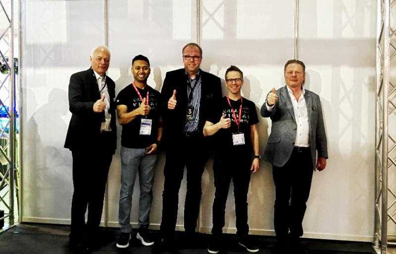 MD of MA Lighting Technology Michael Adenau, Avolites sales director Koy Neminathan, MD of MA Lighting Technology Gerhard Krude, Avolites sales manager Stephen Baird-Smith and chairman of MA Lighting International Ralph-Jörg Wezorke