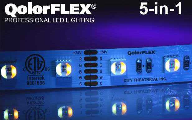 QolorFLEX 5-in-1 LED Tape is an interior-grade RGBWWCW LED Tape with high output brightness