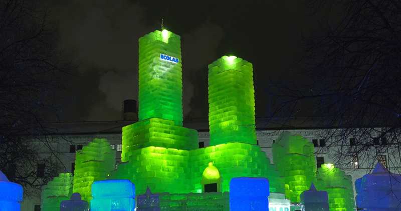 The St Paul Winter Carnival Ice Palace was built out of ice blocks harvested from a lake in Minnesota