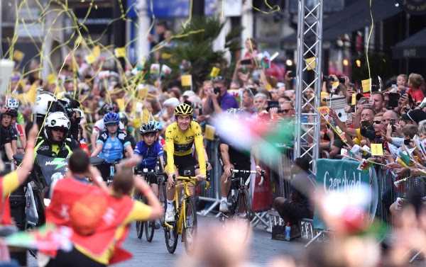 Cardiff-born Geraint Thomas rides home