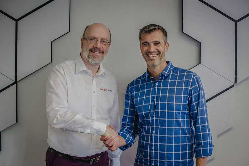ArKaos CEO Marco Hinic with Anolis’s Tim Van Deb Eede ArKaos CEO Marco Hinic with Anolis’s Tim Van Deb Eede