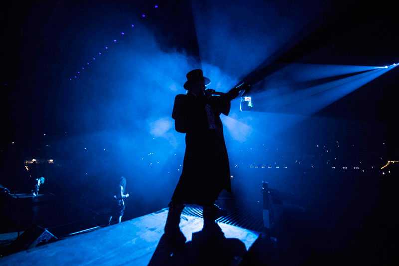 Robert Juliat Lancelot followspots at work with Iron Maiden in Stockholm (photo: John McMurtrie)