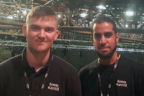 NEC Group Arenas electrical apprentices Liam Dyde and Mohammed Waseem