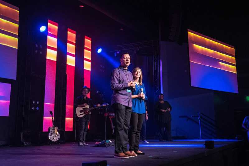 The new lighting system is used on high-energy weekend services The new lighting system is used on high-energy weekend services