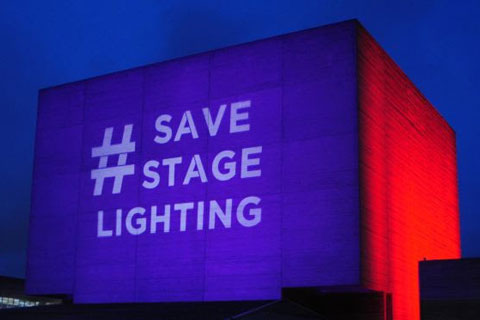 London's National Theatre 'lit up' in support of the ALD's #SaveStageLighting campaign