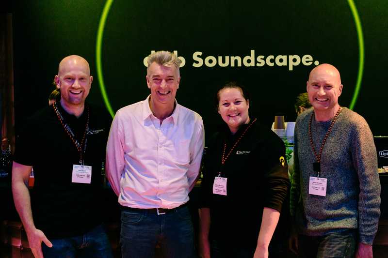 Jack Scarr (marketing & commercial director, Backstage Academy); Stephen Hogg (director, d&b); Rachel Nicholson (vice principal, Backstage Academy), Miles Marsden (industry partnerships director, Backstage Academy)