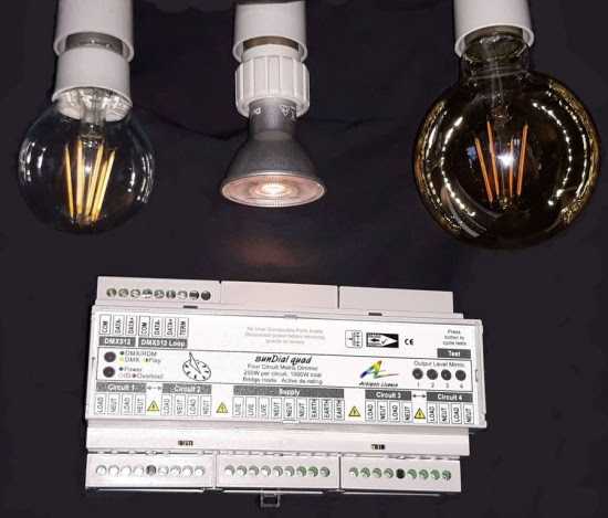 sunDial quad - a new DMX/RDM or Xicato GalaXi controlled mains dimmer sunDial quad - a new DMX/RDM or Xicato GalaXi controlled mains dimmer