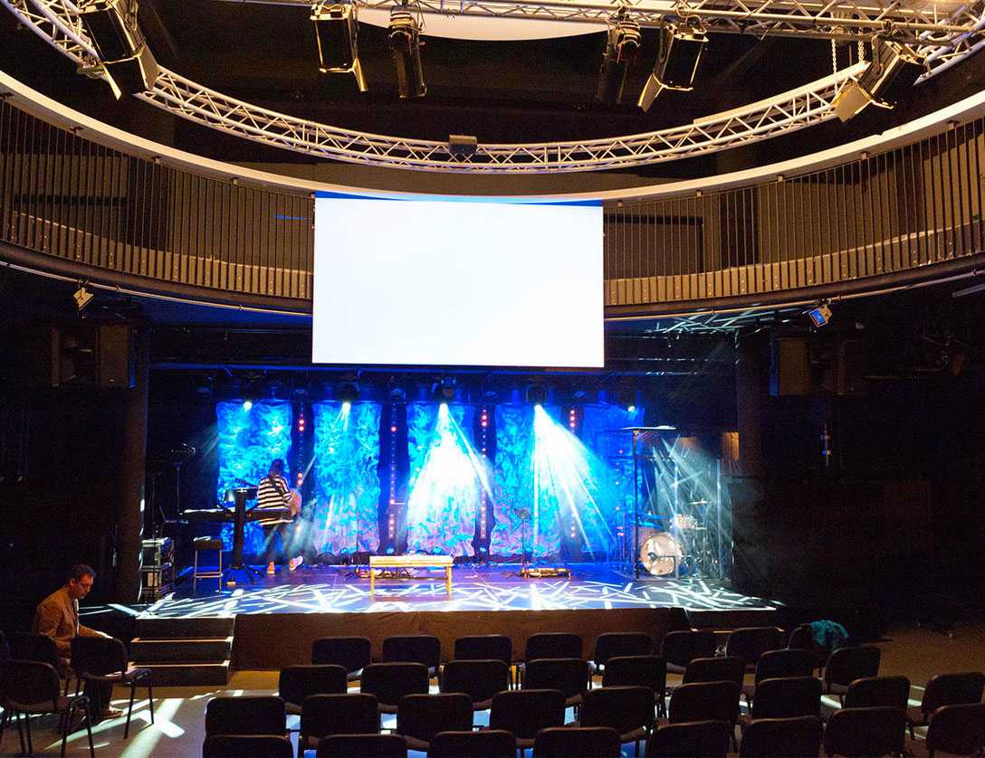 The church is housed in the Celebration Hall at the You Event Centre in Oftringen The church is housed in the Celebration Hall at the You Event Centre in Oftringen