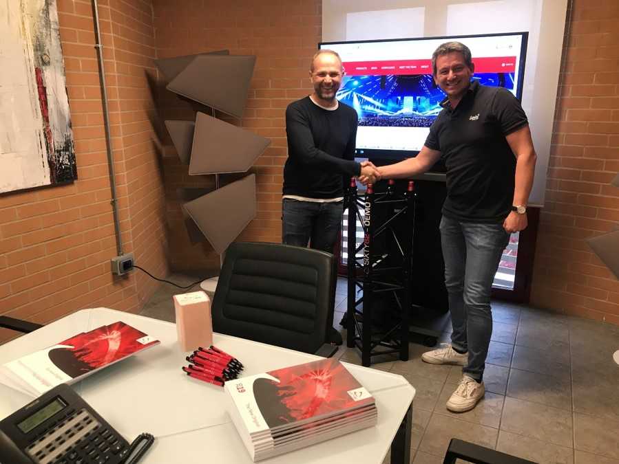 Audiosales' Stefano Rocchi and Date Jonkman of Sixty82 shake on the deal Audiosales' Stefano Rocchi and Date Jonkman of Sixty82 shake on the deal