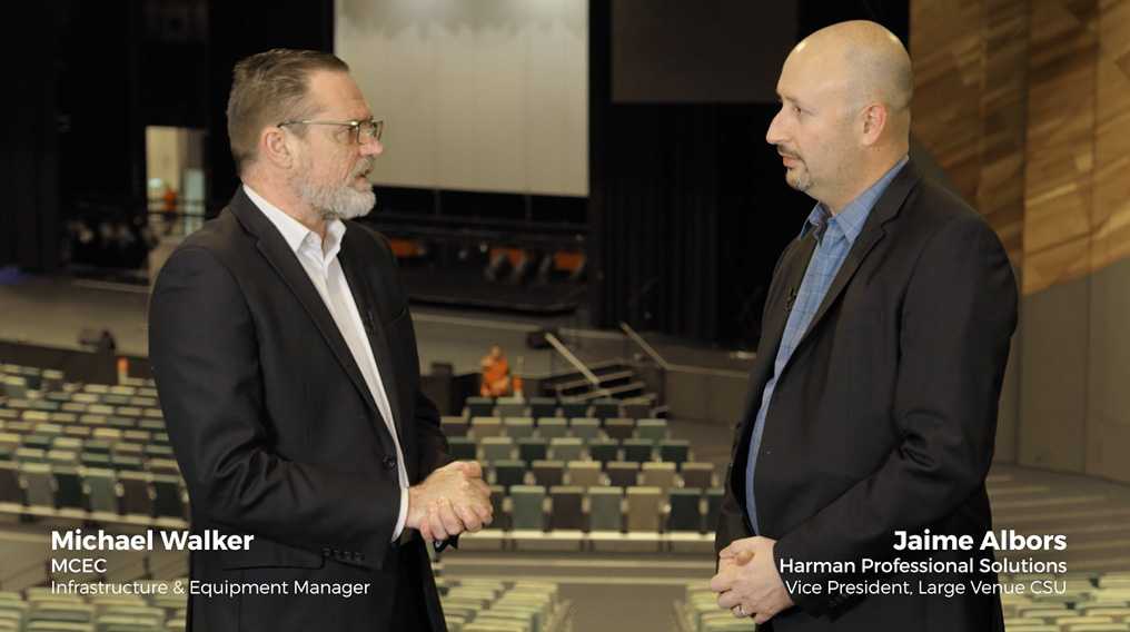 Michael Walker (MCEC) and Jaime Albors (Harman Professional Solutions)