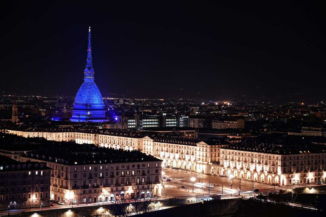 The Mole was first illuminated in Christmas blue The Mole was first illuminated in Christmas blue