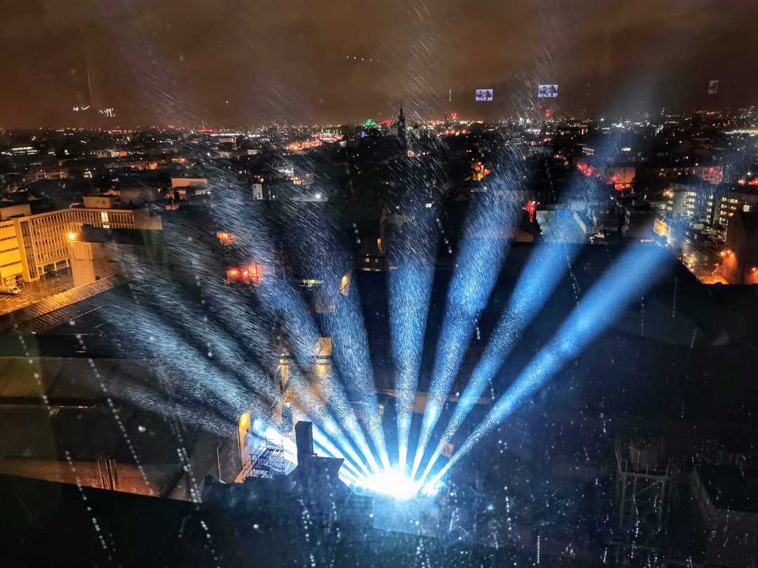 The occasion was highlighted with an outdoor lighting spectacle The occasion was highlighted with an outdoor lighting spectacle