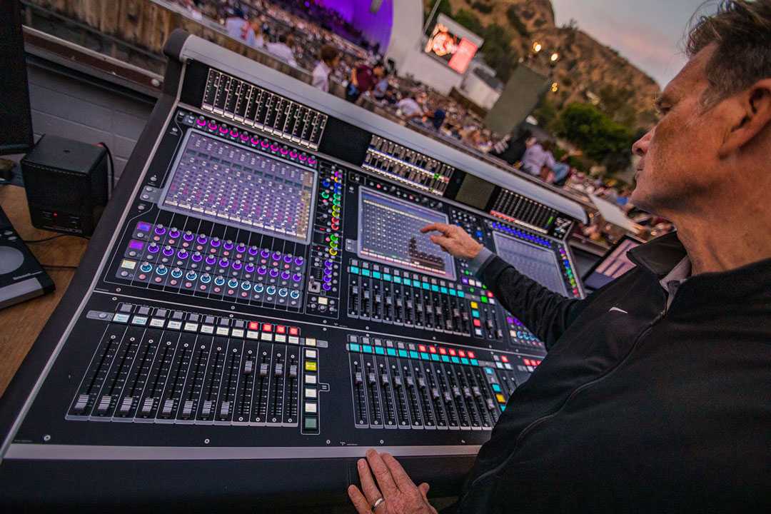 Fred Vogler, principal sound designer and mixer for the Los Angeles Philharmonic, at the Hollywood Bowl’s new DiGiCo SD7 Quantum FOH console Fred Vogler, principal sound designer and mixer for the Los Angeles Philharmonic, at the Hollywood Bowl’s new DiGiCo SD7 Quantum FOH console