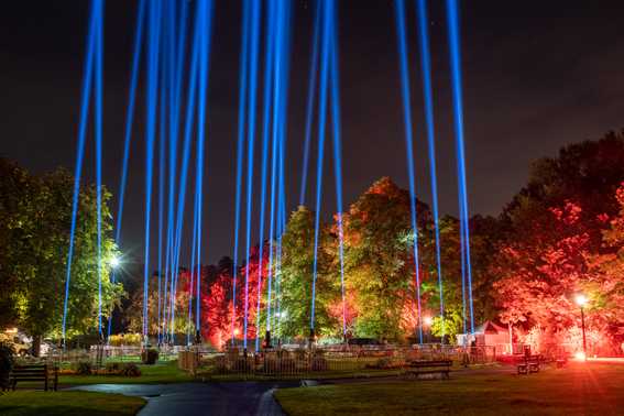 The wells were illuminated for a stunning light show over a series of evenings (photo: Richard Maude)