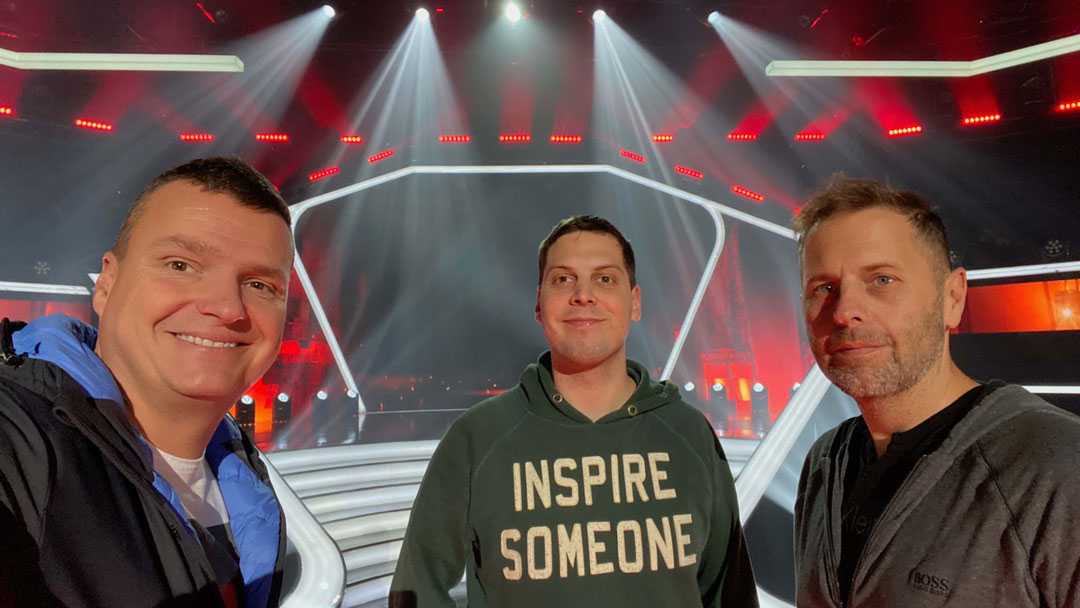 Lighting designer Balint Marafkó, CEO and chief LD of Two Men’s Show, Balázs Varga, and Lisys-Project executive director, Gábor Kele Lighting designer Balint Marafkó, CEO and chief LD of Two Men’s Show, Balázs Varga, and Lisys-Project executive director, Gábor Kele