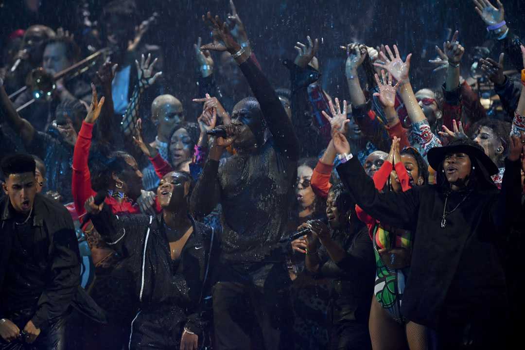 Singing in the rain at the O2 Arena, London