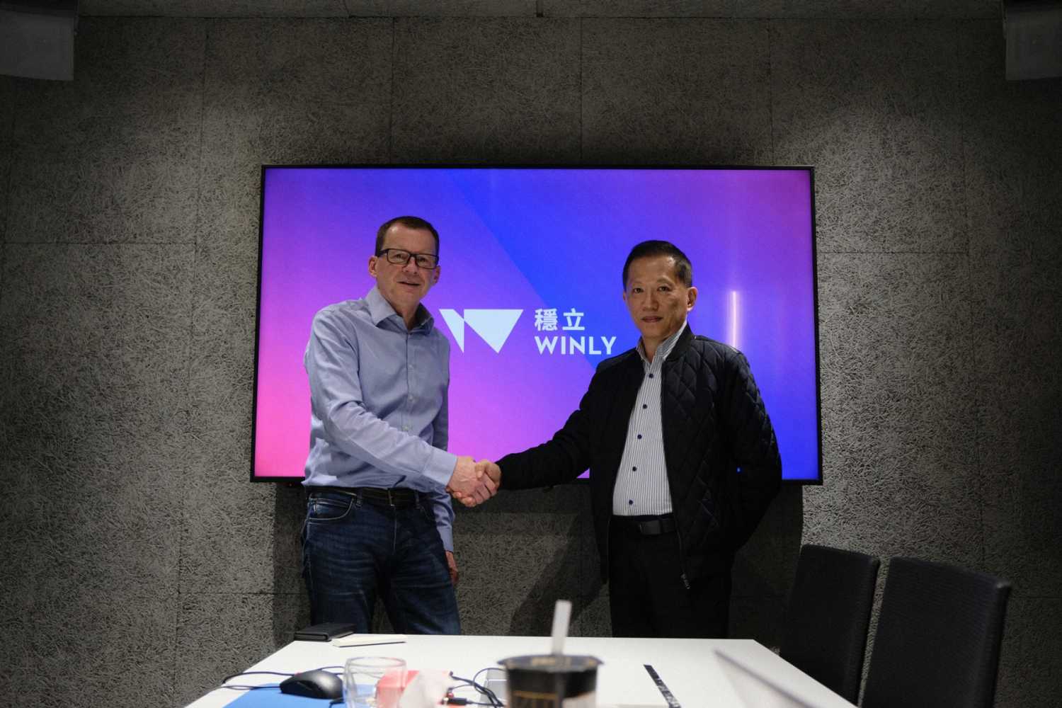 Andreas Mayerl (HK Audio), and Andy Chen (CEO, Winly)