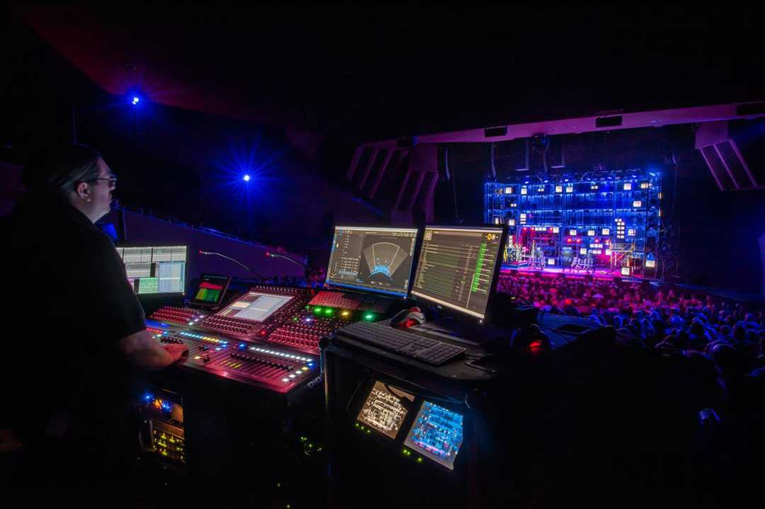 FOH Engineer Justice Bigler manning the L-ISA Controller and DiGiCo SD10T console (photo: Doug Gifford) FOH Engineer Justice Bigler manning the L-ISA Controller and DiGiCo SD10T console (photo: Doug Gifford)