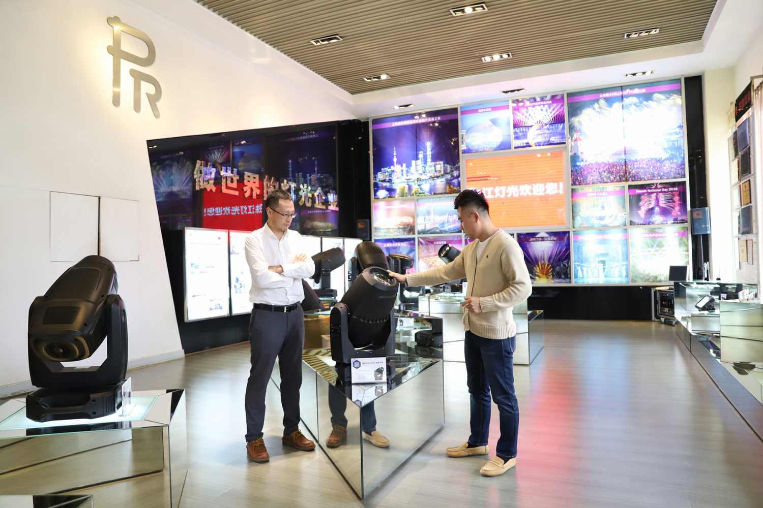 Back in business: Bruce Tian (left) and Lawrence Mao in PR Lighting’s showroom