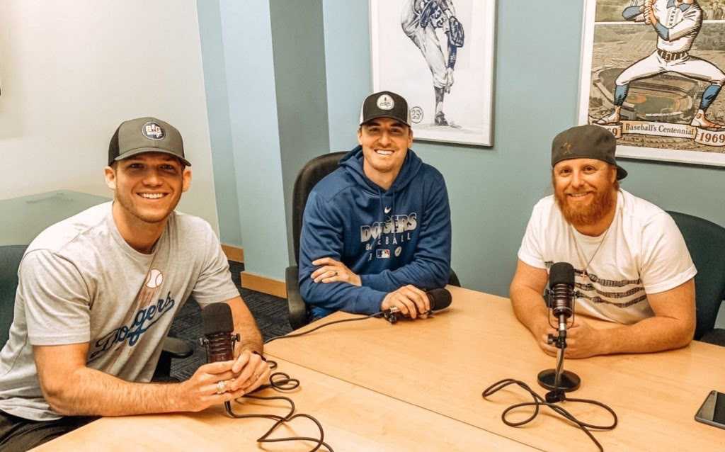 Cooper Surles, Ross Stripling and Los Angeles Dodgers' Justin Turner Cooper Surles, Ross Stripling and Los Angeles Dodgers' Justin Turner