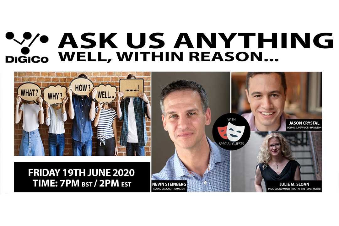 Join DiGiCo and guests on Facebook on Friday, 19 June at 2 PM EST US and 7 PM BST UK. Join DiGiCo and guests on Facebook on Friday, 19 June at 2 PM EST US and 7 PM BST UK.