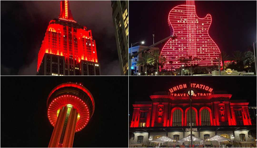 Clockwise from left: The Empire State Building, Hard Rock Hotel in Hollywood, Florida, Union Station in Denver, Colorado, and Tower of the Americas in San Antonio, Texas Clockwise from left: The Empire State Building, Hard Rock Hotel in Hollywood, Florida, Union Station in Denver, Colorado, and Tower of the Americas in San Antonio, Texas