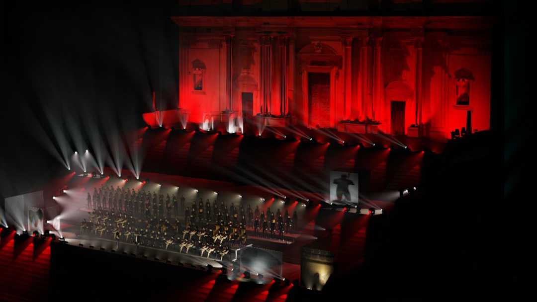 The concert was staged on the piazza in front of Noto Cathedral