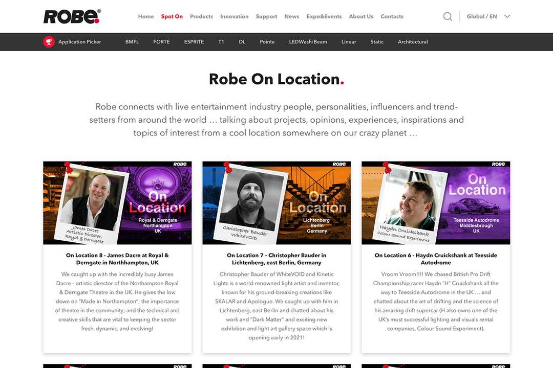 Regional variants of the website will be supported by Robe’s subsidiaries Regional variants of the website will be supported by Robe’s subsidiaries