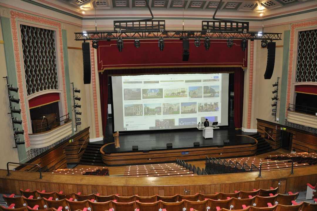 One of the largest rear projection systems in Europe at Queen Mary University of London One of the largest rear projection systems in Europe at Queen Mary University of London
