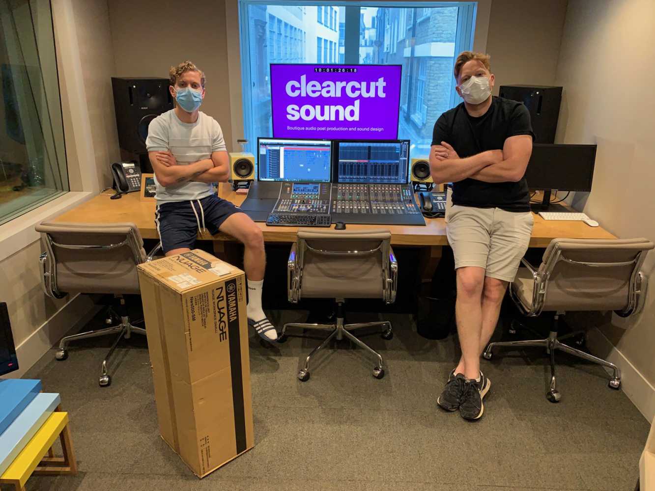 Clearcut's Charlie Cooper and James Clark with the Nuage installation in Studio 2 (photo: James Clark) Clearcut's Charlie Cooper and James Clark with the Nuage installation in Studio 2 (photo: James Clark)