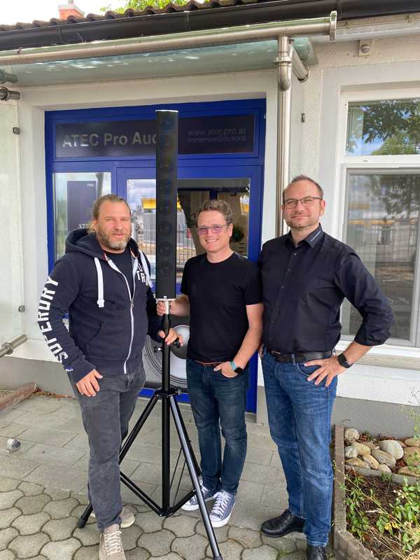 ATEC Pro’s CEO Manfred Prochazka and sales engineer Klaus Reim with head of global sales Pan Acoustics Johannes Kampert