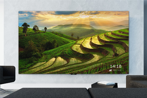 The all-in-one screens are available in 130-inch or 163-inch sizes