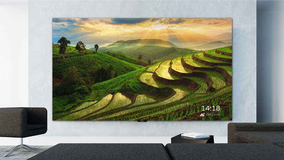 The all-in-one screens are available in 130-inch or 163-inch sizes